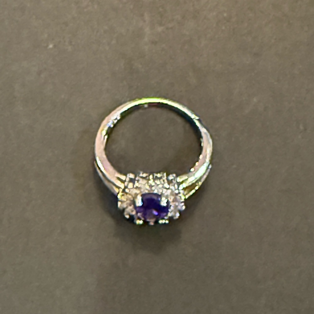 Sterling Silver Purple Halo Ring - Picture 8 of 10